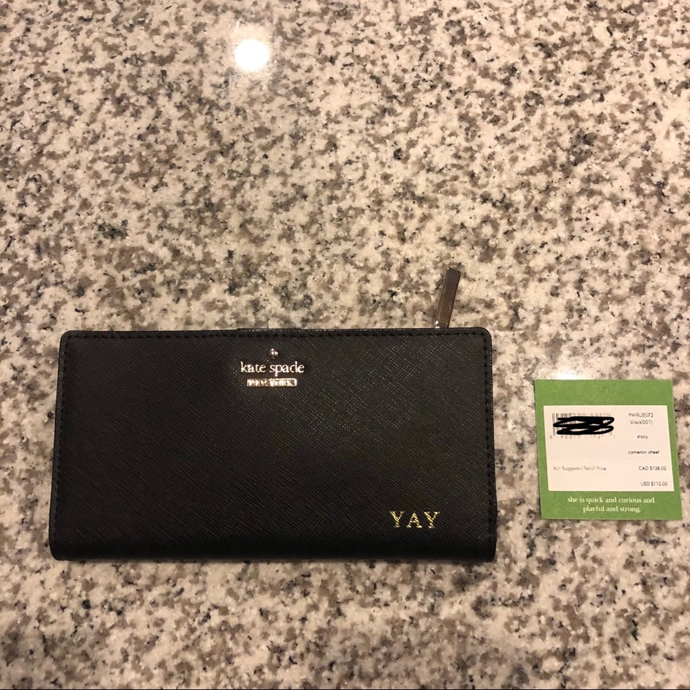 Kate Spade “YAY” black Stacy cedar street wallet